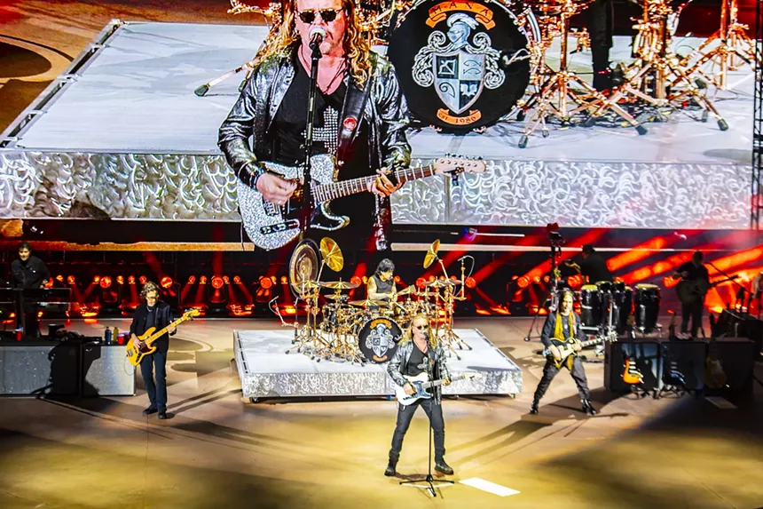 Maná on stage at Red Rocks for night one of two of their performances.