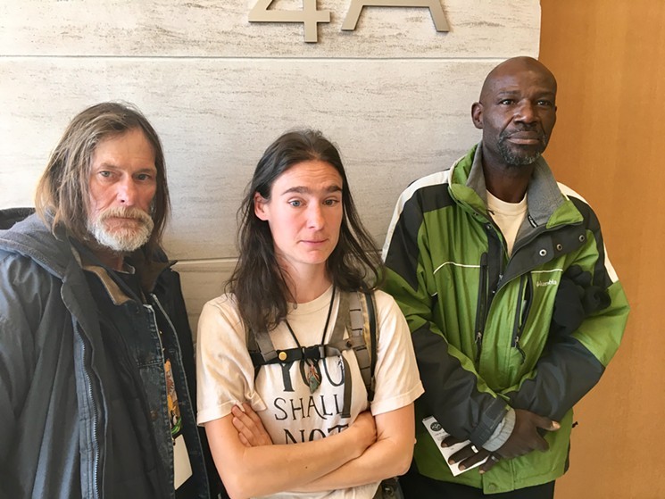 Russell, Howard and Burton, the three defendants in the camping-ban case. - PHOTO BY CHRIS WALKER