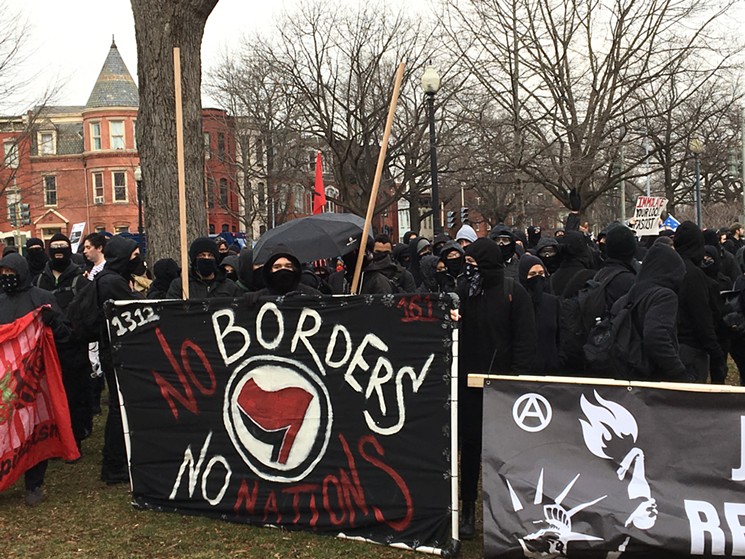 Anarchists gather at Logan Circle. - CHRIS WALKER