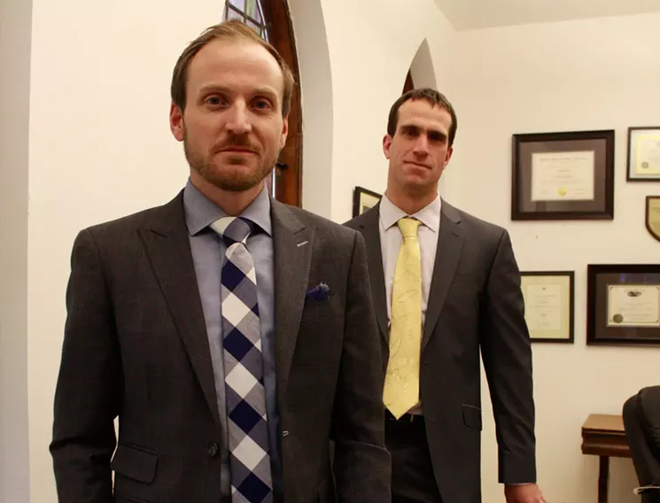 Defense attorneys Luke McConnell (left) and Ben Collett believe that the outcome of Pelham’s case was unjust. - JIM NARCY