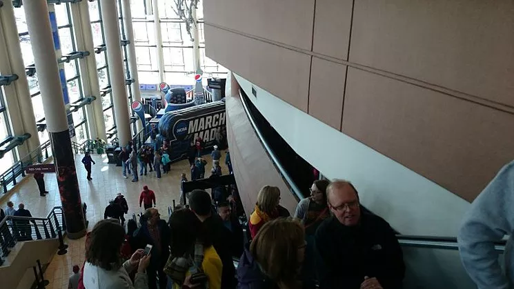 Crowds heading to their seats at the Pepsi Center for March Madness games staged in Denver in 2016. - MICHAEL ROBERTS