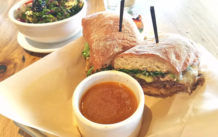 Brider's wonderful wagyu French dip sandwich. - LINNEA COVINGTON