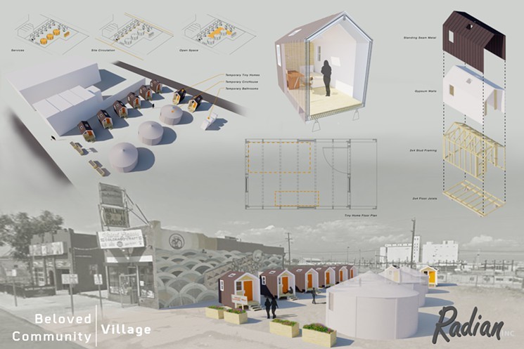 An architectural diagram of the proposed tiny-home village in RiNo. - RADIAN
