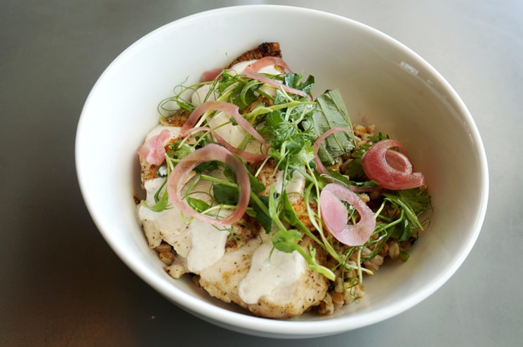 Farro and chicken bowl with Greek flavors. - MARK ANTONATION