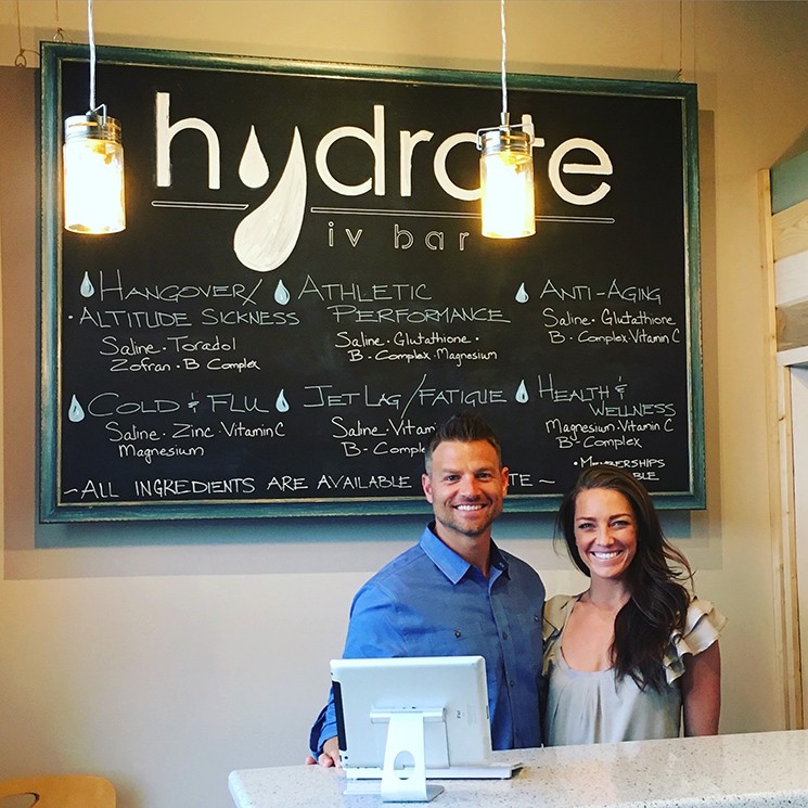 Hydrate IV Bar owners Blake Whealy and Katie Wafer. - HYDRATE IV BAR
