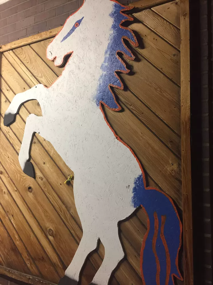 This is the kind of Broncos-related public art I can get behind. The "Blucifer" blue bronco statue by DIA freaks me out, but these broncos seem much more friendly and, to my knowledge, have never killed a man. - SUSIE LEWIS