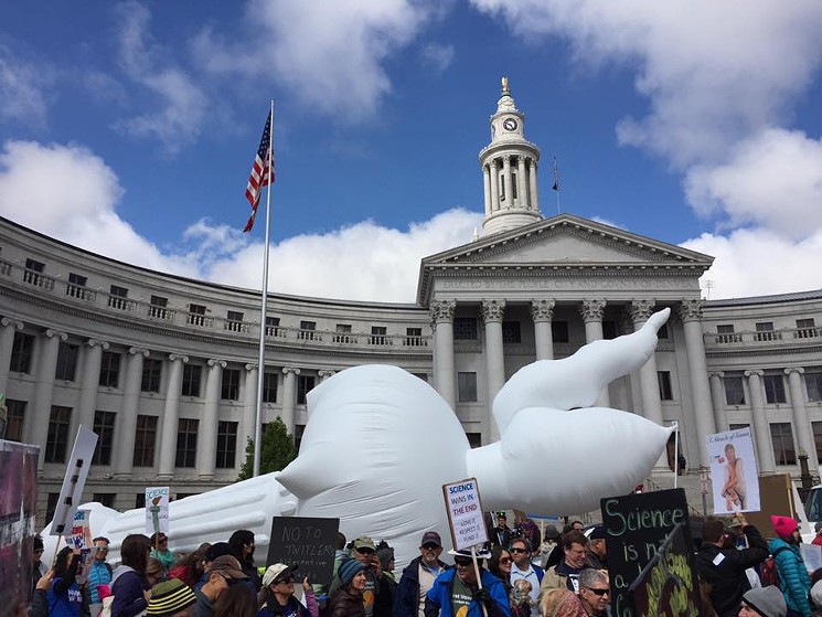 BAAM's liberty torch at the March for Science in Denver. - BAAM FACEBOOK PAGE