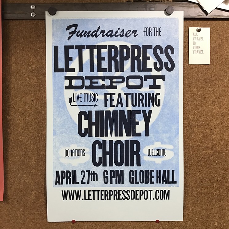 Gig poster for Letterpress Depot's fundraiser lunch party. - PRINTED BY GENGHIS KERN