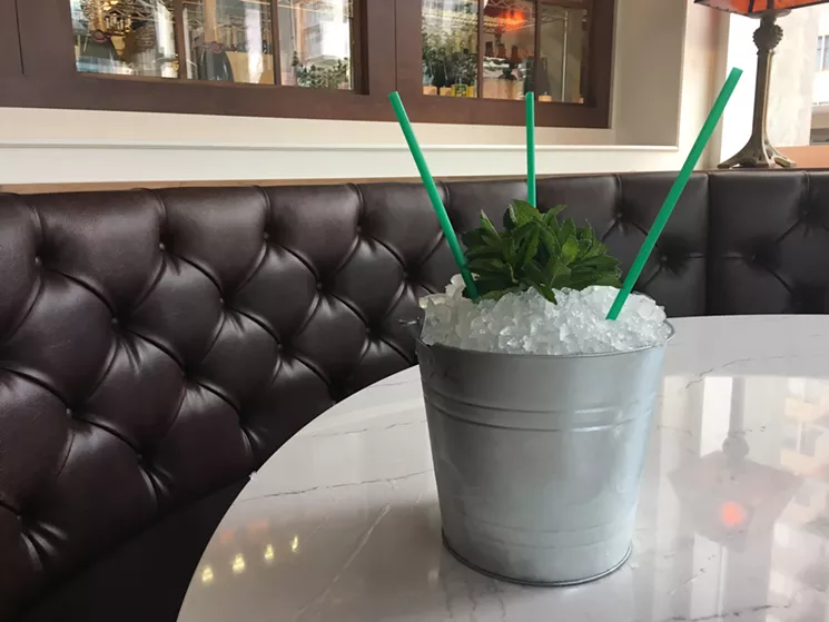 The Derby Day mint julep at Tupelo Honey, a large-format version of this classic cocktail. - LAURA SHUNK