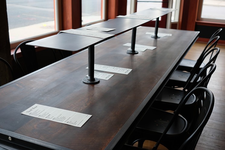 Attention to detail at Goed Zuur includes tables with an elevated shelf for meat and cheese. - SARAH COWELL
