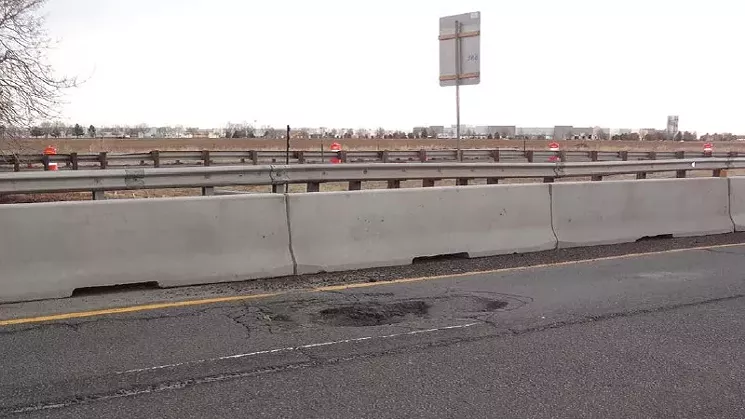 This pothole was located on I-70 between Tower Road and Colfax in Aurora. - COLORADO DEPARTMENT OF TRANSPORTATION