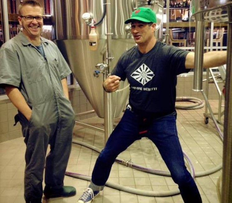 Bryan Selders (left) and Dogfish Head's Sam Calagione collaborated on a beer in Colorado last year. - THE POST BREWING