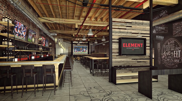 The spacious Element Kitchen & Cocktail will soon open on Broadway. - COURTESY OF ELEMENT HOSPITALITY