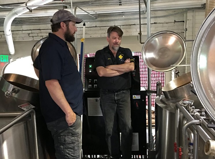 Falling Rock's Chris Black and Epic Brewing brewmaster Kevin Crompton talk beer. - FALLING ROCK TAPHOUSE