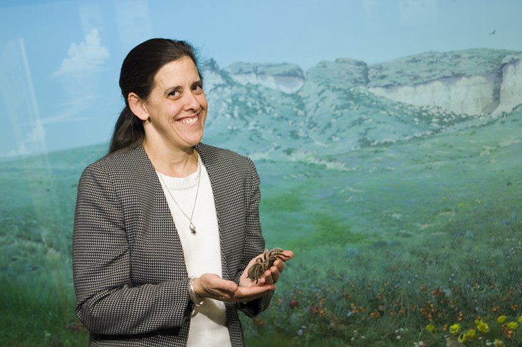 Paula Cushing, tarantula in hand. - COURTESY OF DENVER NATURE AND SCIENCE MUSEUM