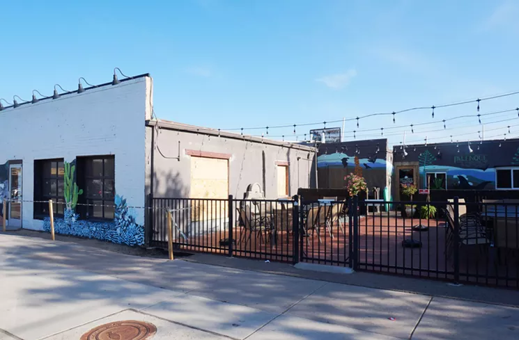 La Chupaflor will open next door to Palenque and share a patio; the finished mural will depict hummingbirds and agave plants. - MARK ANTONATION