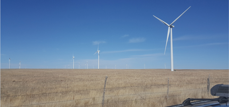 The 250-megawatt Golden West Wind Energy Project near Calhan has added well-paying jobs to Colorado's struggling rural economy. - E2.ORG/RICHARD WILSON