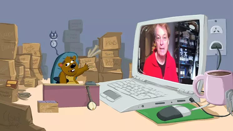 Bearver C. Rogers and animator Bill Plympton in a clip from the Nickel + Dime Animation Extravaganza. - DENVER ANIMATION FEST