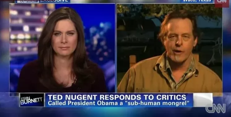 Ted Nugent on CNN after coming under fire for calling President Barack Obama a "subhuman mongrel." - YOUTUBE FILE PHOTO
