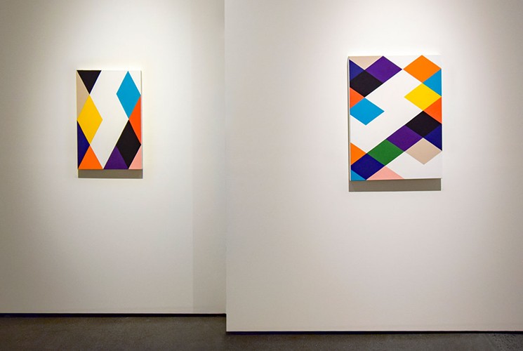 "Del Parto" and "Arabesque," by Stephen Westfall, oil and alkyd on canvas. - COURTESY OF ROBISCHON GALLERY