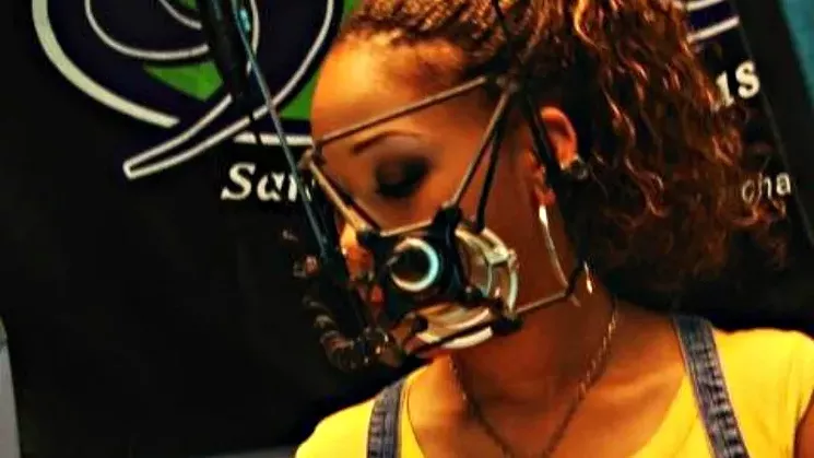 Cedes during the period when she was a nighttime host at Channel 933 in San Diego. - COURTESY OF CEDES
