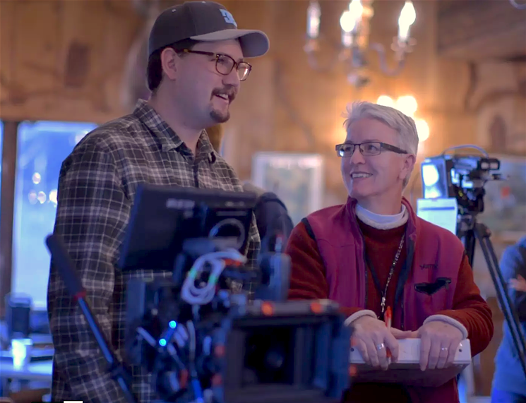 Schroeder on the set of "Happy F'ing Valentine's Day" with DP and DU alum Frazier Lockhart. - DAVID STEWART, HIDDEN WOODS MEDIA