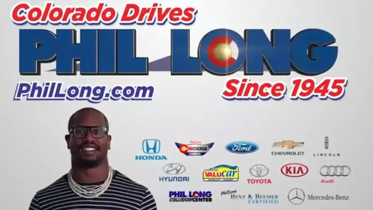 Von Miller in a screen capture from one of his ads for Phil Long Dealerships. - PHIL LONG DEALERSHIPS VIA YOUTUBE