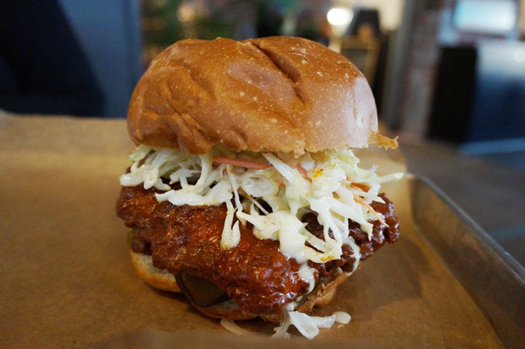 Nashville hot chicken sandwiches will be part of Smok BBQ's pop-up options at the Source. - MARK ANTONATION