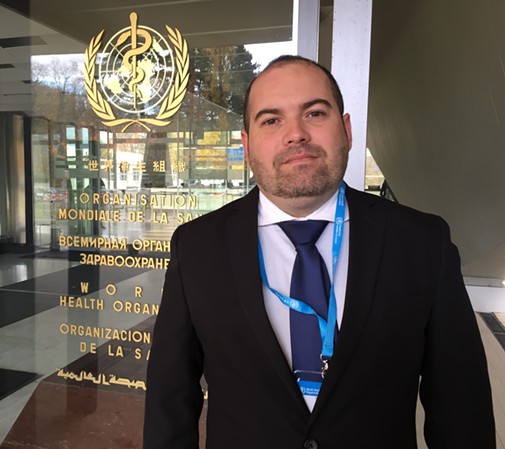 Raul Elizalde, a medical marijuana advocate in Mexico, spoke at a World Health Organization meeting in November to urge WHO not to schedule CBD. - CMW MEDIA
