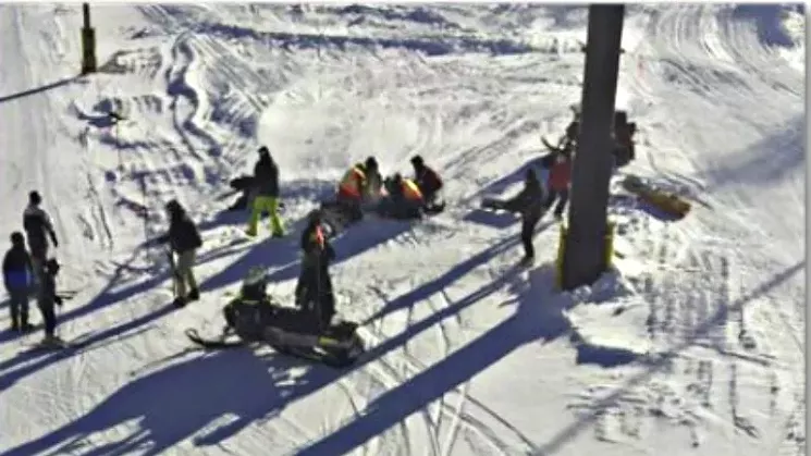 Emergency personnel responding to the Hubers, as seen from a chair on the lift. - COURTESY OF LEVENTHAL & PUGA, P.C.
