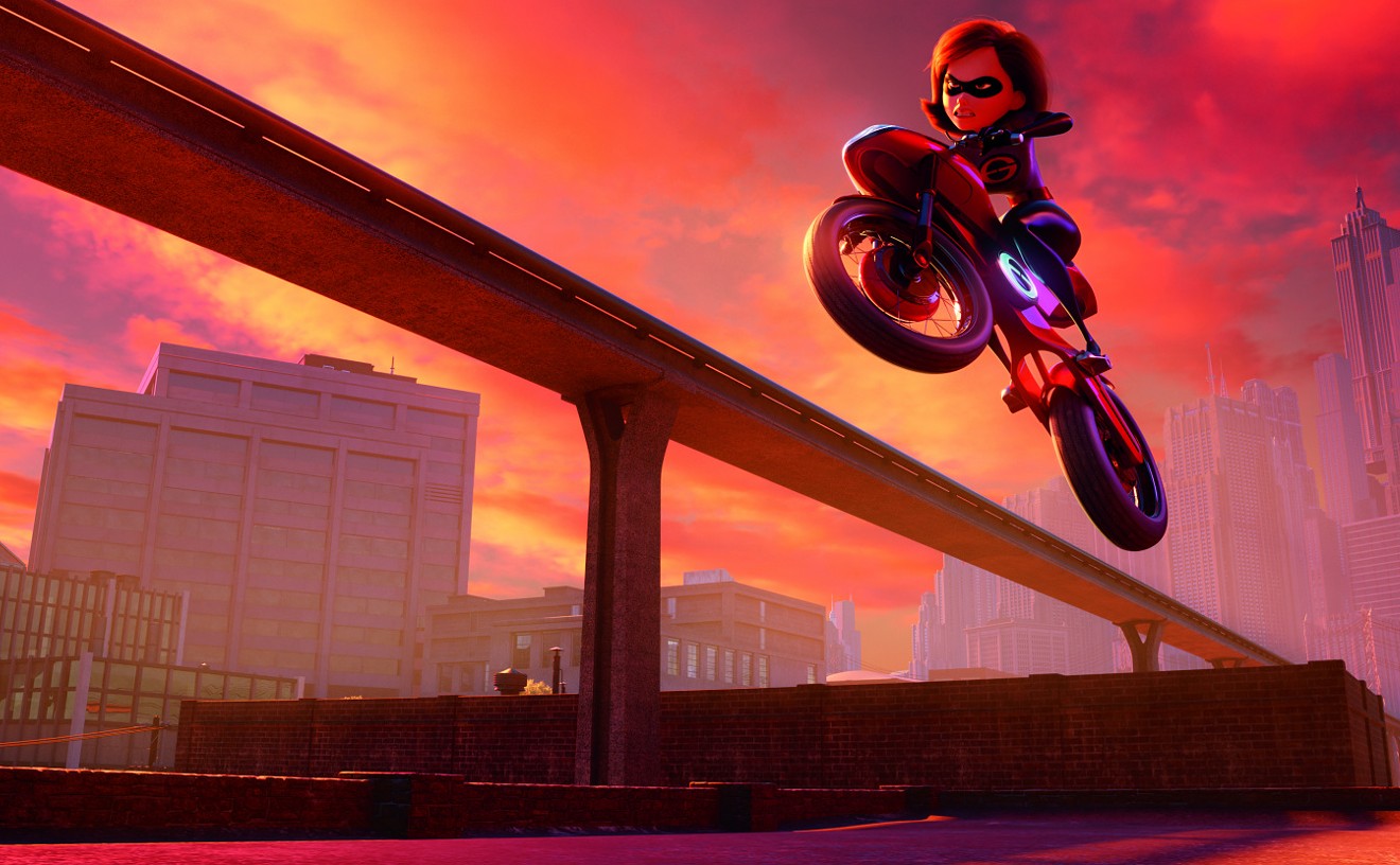 Elastigirl (voiced by Holly Hunter) becomes the face of a new campaign to make superheroes popular (and legal) again in Incredibles 2.