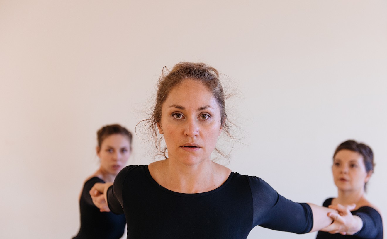 Kat Gurley (center) in rehearsals for Wild Heart's The Fall.