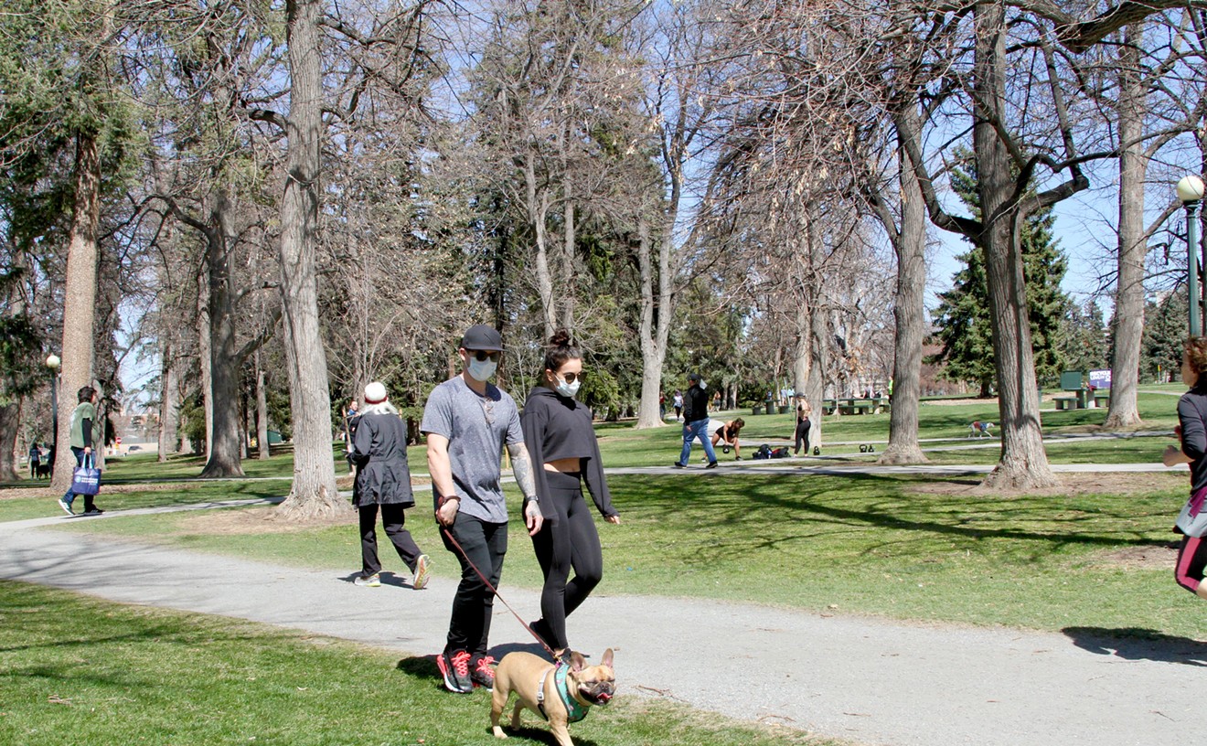 On Saturday, April 4, some people in Cheesman Park were adhering to Governor Jared Polis's call to adopt a "strong mask culture."