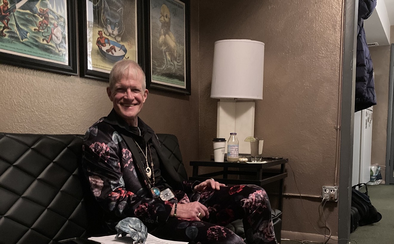 Vocalist and multi-instrumentalist Will Baumgartner holds court backstage at the Boulder Theater before the Pamlico Sound's socially distant show on Friday.