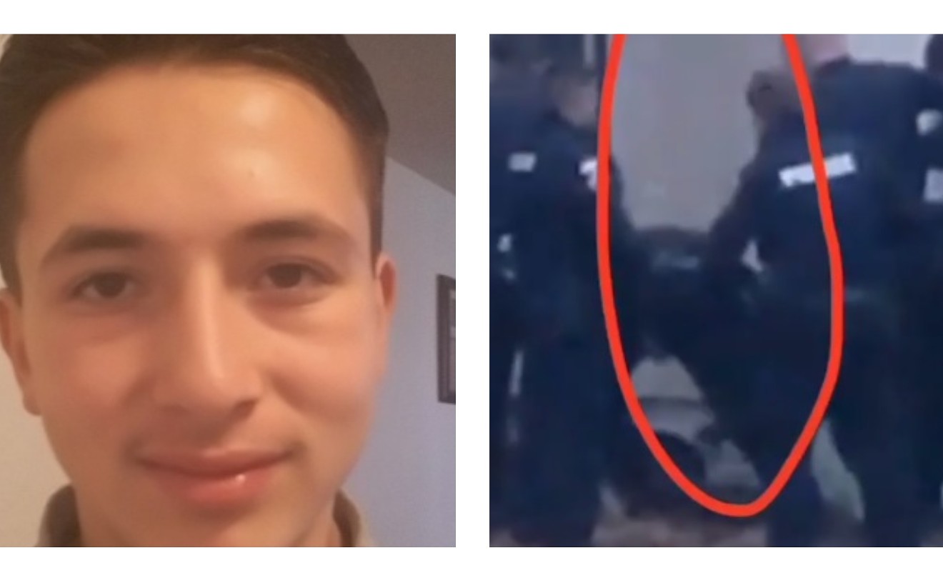 A portrait of Jesse Cedillo and a screen capture from a Pueblo Police Department video that advocates feel shows an officer placing a gun under his body.