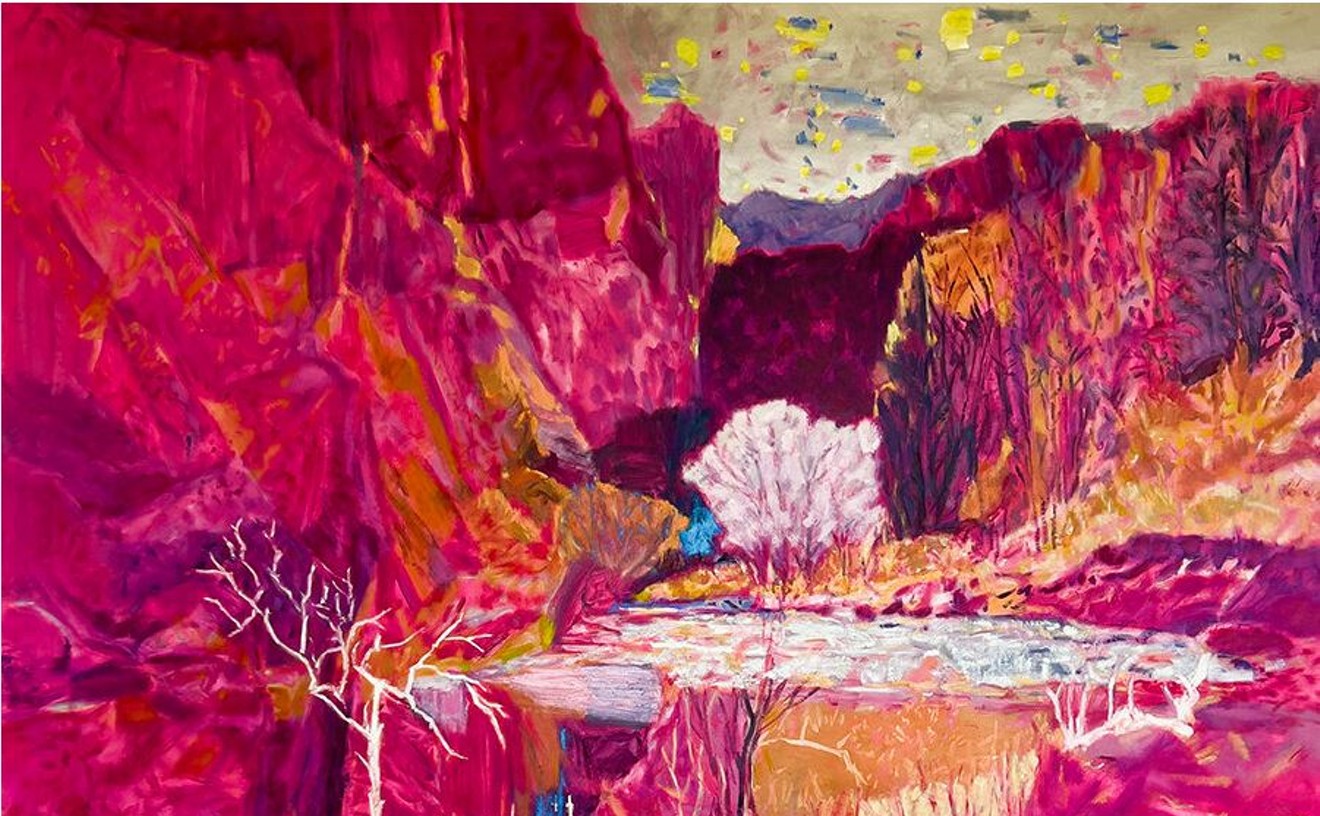 Jo Bertini, “Breath of the Last Wild River,” 2021, oil and iridescent pigments on French polyester canvas.