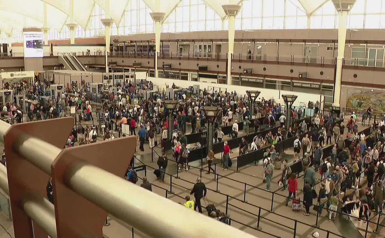 Security lines were lengthy at Denver International Airport early on September 18.