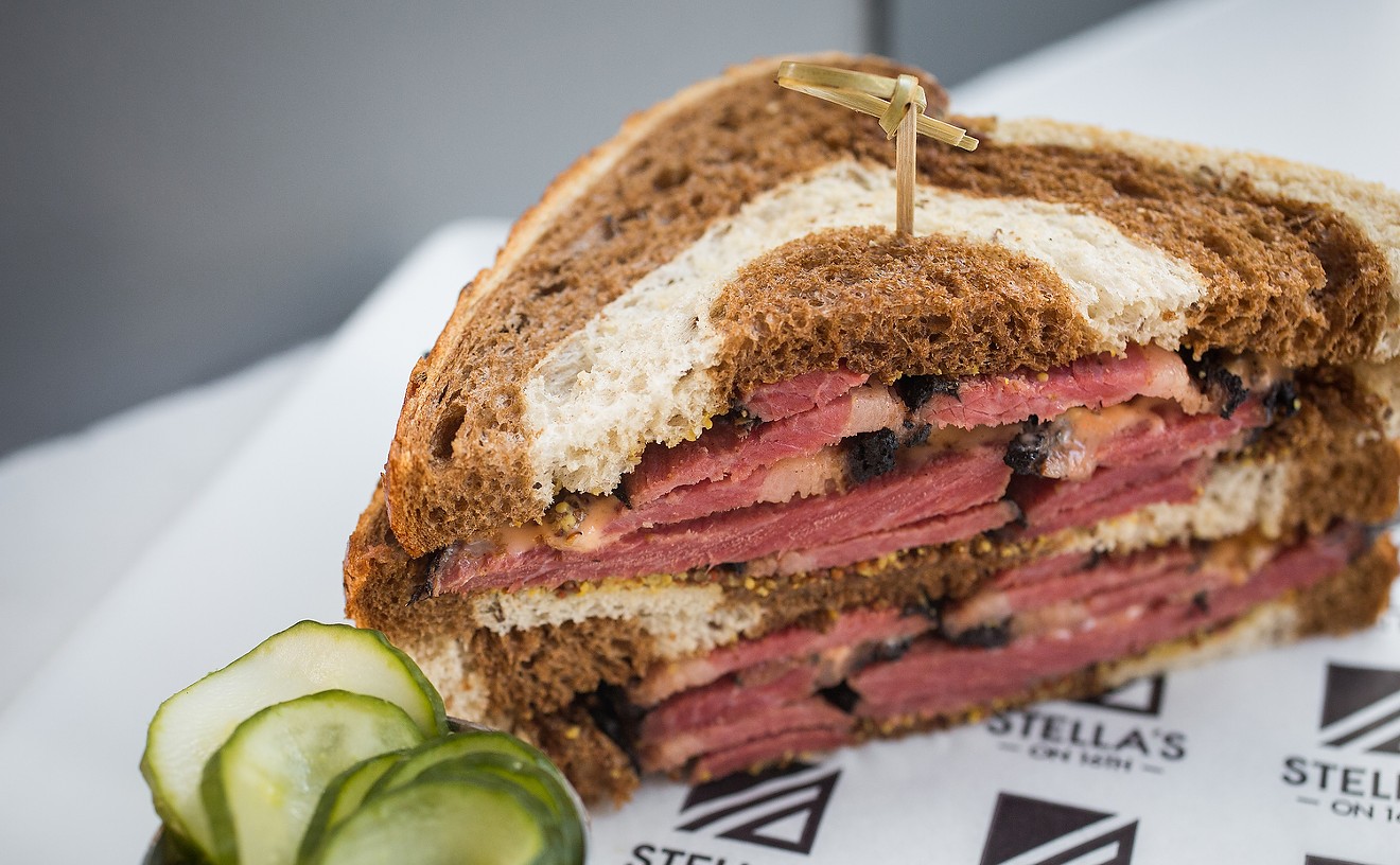 Housemade pastrami on marble rye.