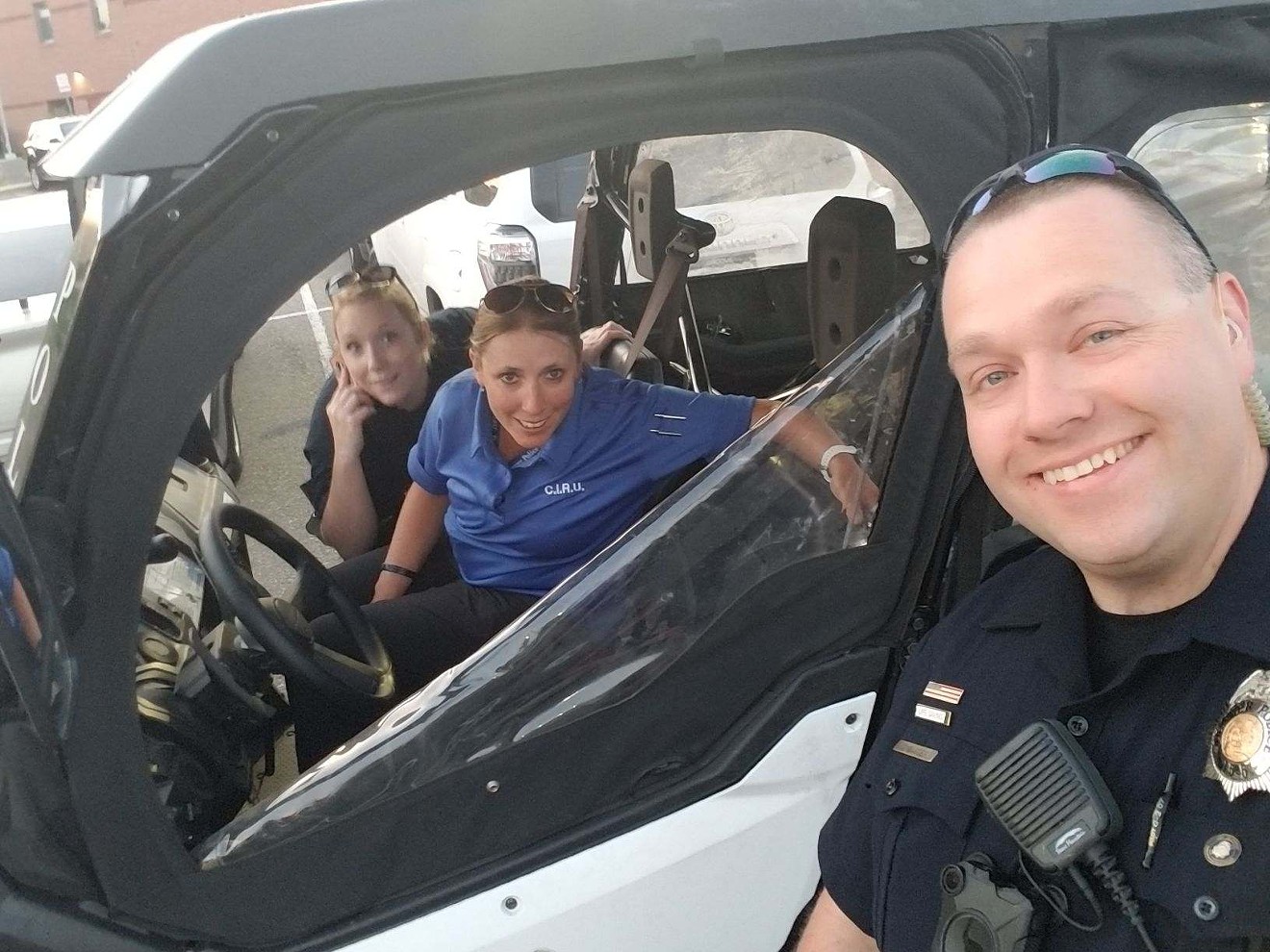 Heather Crawford (center), a clinician with the Crisis Intervention Response Unit, taking a break out of her day to post for a group selfie.