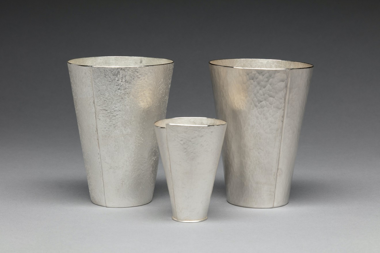 Kim Harrell, textured fine silver cups.