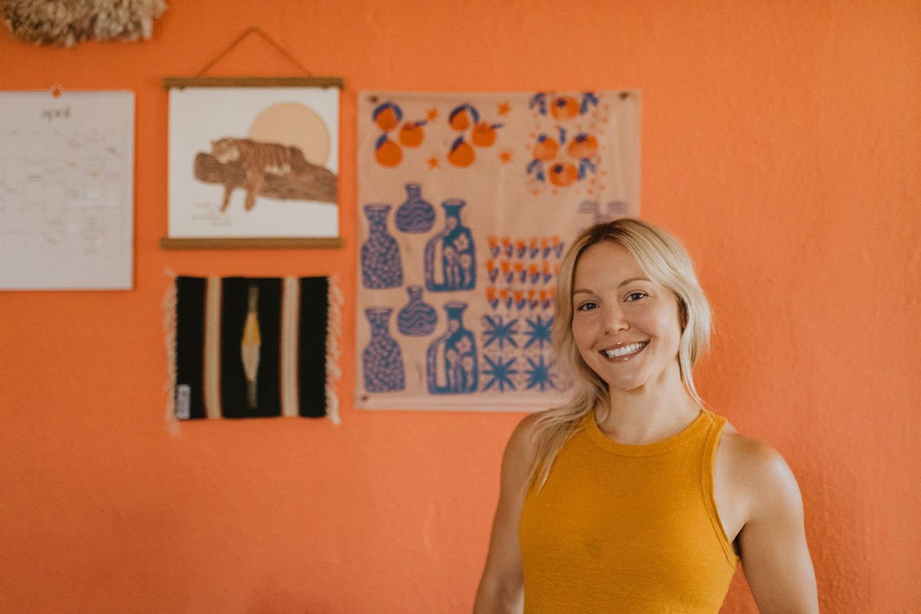 Julie Malone is the creator of Julie Peach, a Denver-based hand block-printed textile business.