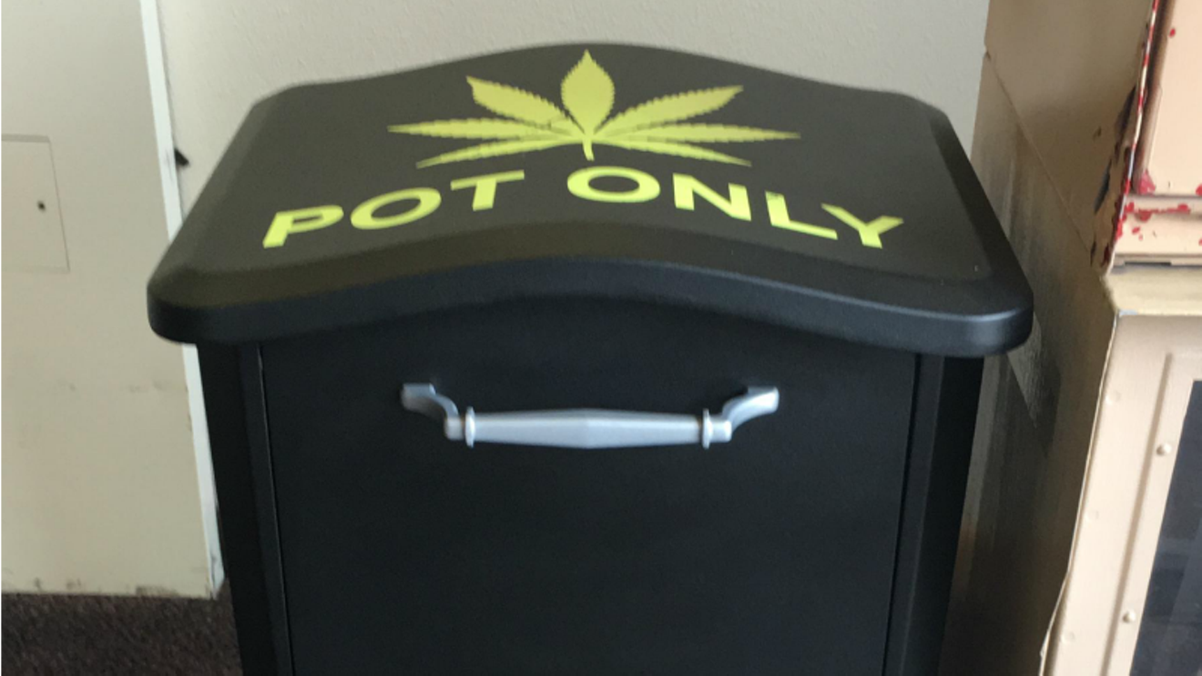 One of three marijuana amnesty boxes at Aspen-Pitkin County Airport.