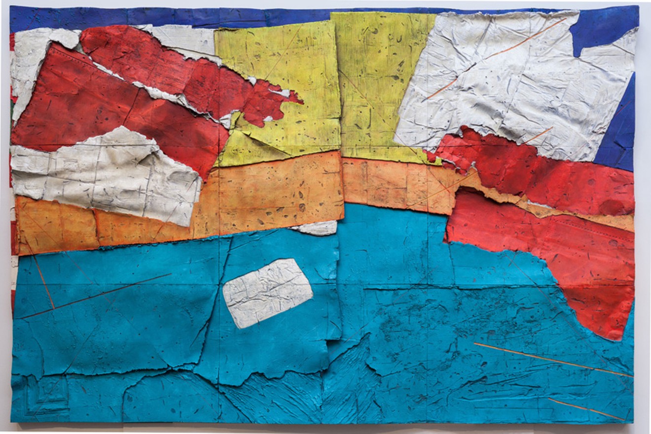 Ray Tomasso, “Monsoon Warning,” cast paper and acrylic paint.