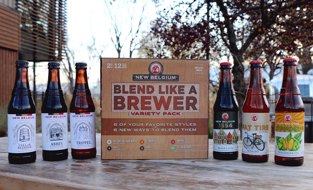 New Belgium's new mixed twelve-packs, with instructions for blending.