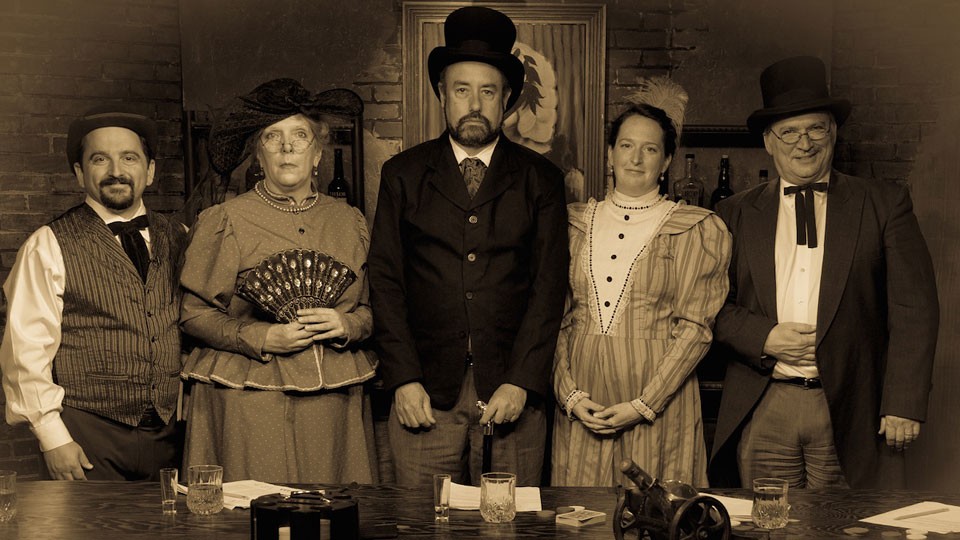 Dominic Dezzutti (from left), some very bad actress, David Kopel, Natasha Gardner and Kevin Flynn, circa 1876.