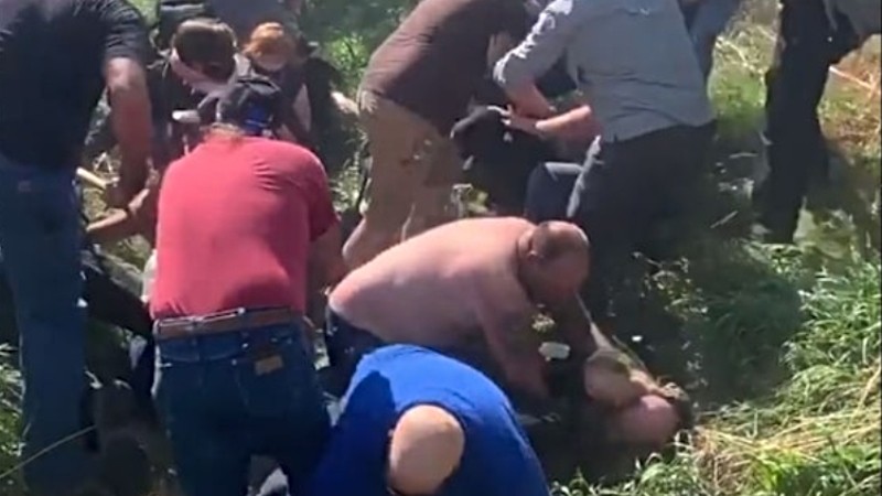 A screen capture of social media footage showing the melee in Fort Collins.