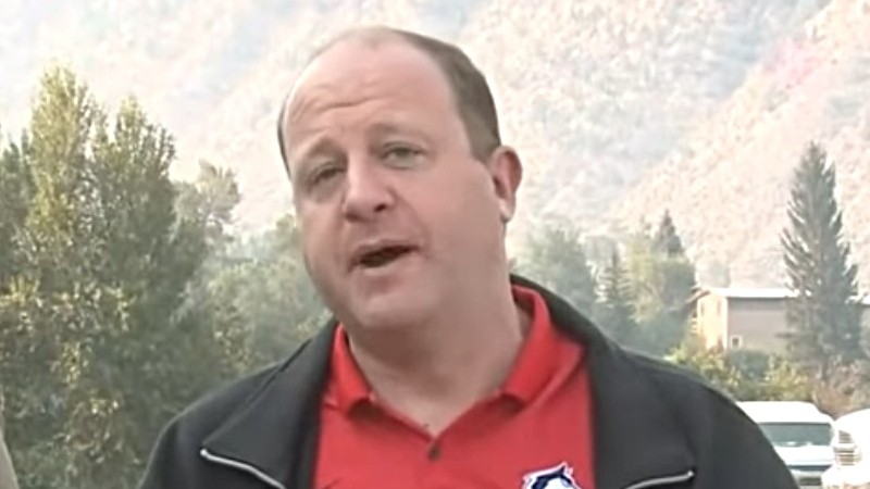 Colorado Governor Jared Polis at the Grizzly Creek fire command center on August 14.