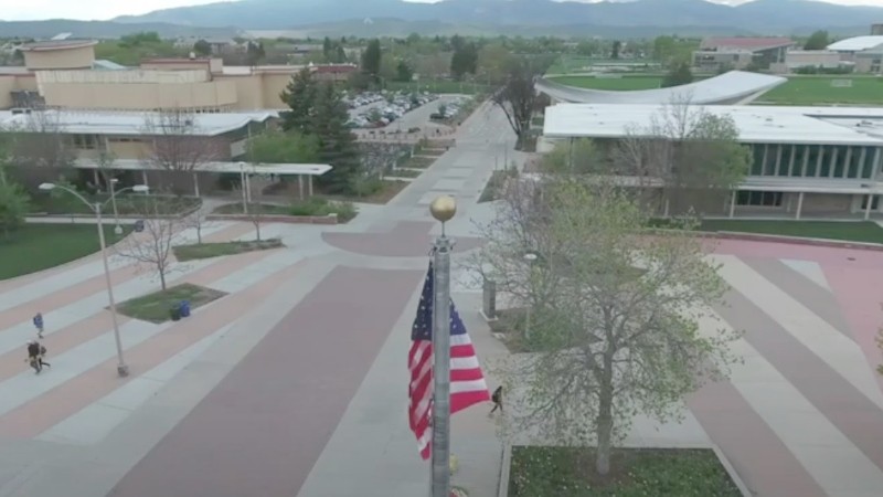 A bird's-eye view of the Colorado State University campus.