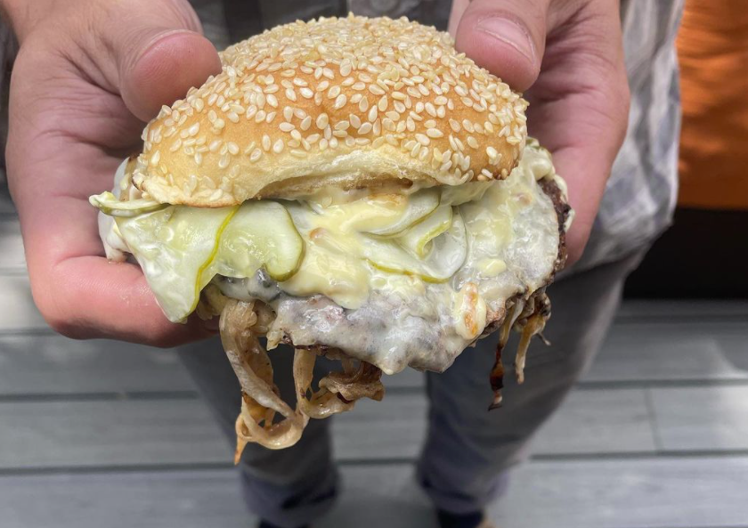 The fried-onion burger is inspired by an Oklahoma specialty.
