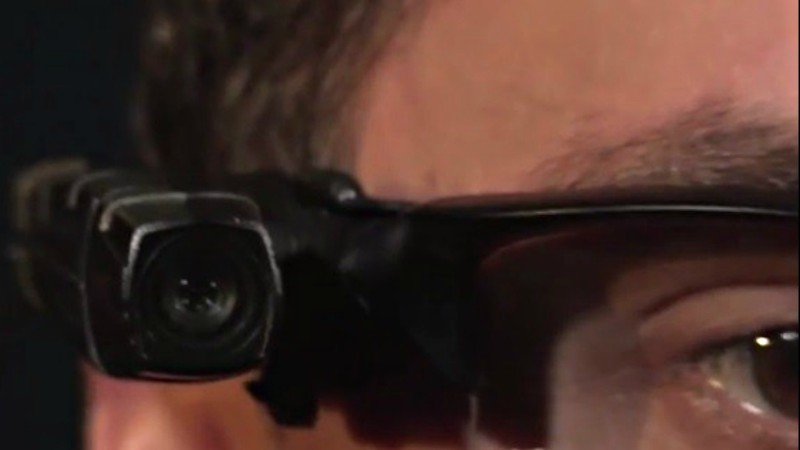 A glasses-mounted video camera, as seen in a Denver Police Department video.